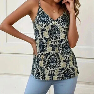 Women's Sleeveless Floral Print Pleated Cami Top